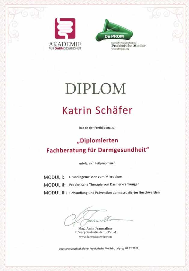 Diplom Fachberatung für Darmgesundheit – Ernährungswissenschaftlerin und -beraterin Katrin Schäfer